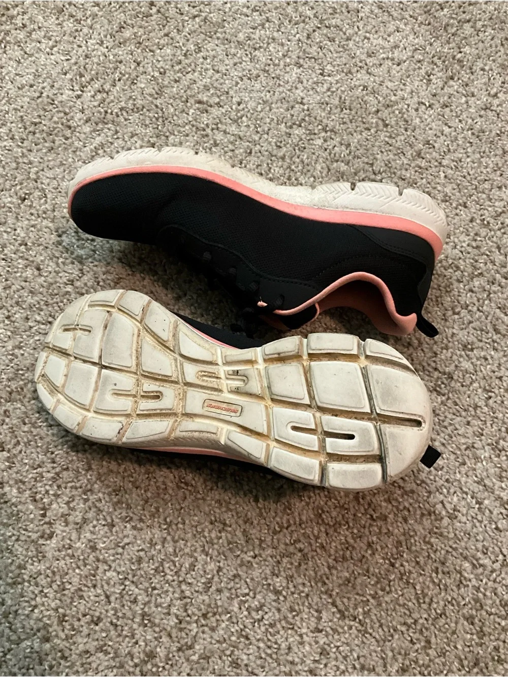 Skechers Black Athletic Sneakers with Coral Accent